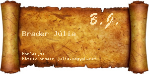 Brader Júlia névjegykártya